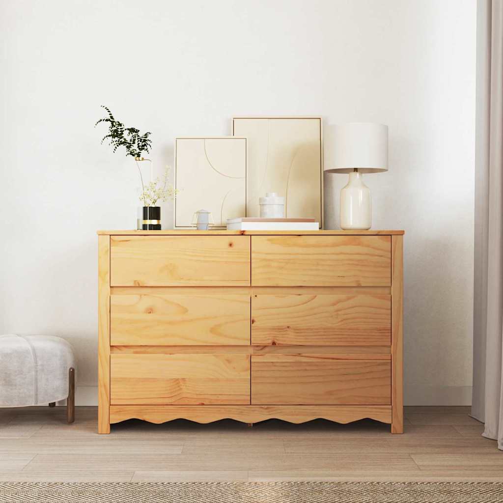 Kommode mit Regal Braun 111 x 43 x 73,5 cm Massivholz Kiefer