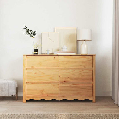 Kommode mit Regal Braun 111 x 43 x 73,5 cm Massivholz Kiefer