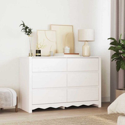 Kommode mit Regal Weiß 111 x 43 x 73,5 cm Massivholz Kiefer