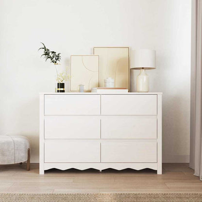 Kommode mit Regal Weiß 111 x 43 x 73,5 cm Massivholz Kiefer