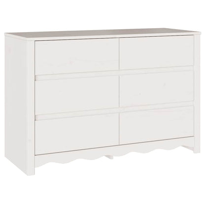 Kommode mit Regal Weiß 111 x 43 x 73,5 cm Massivholz Kiefer