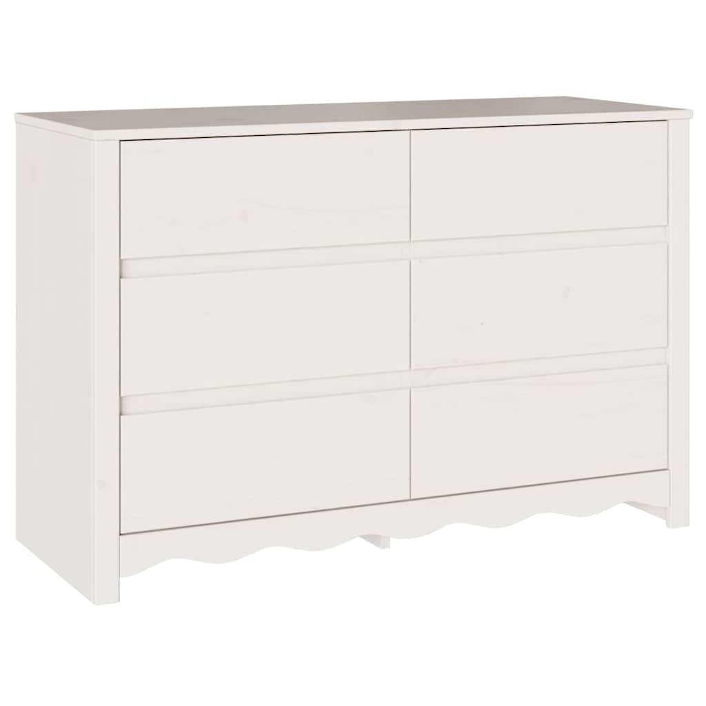 Kommode Drammen Weiß 111 x 43 x 73,5 cm Massivholz Kiefer