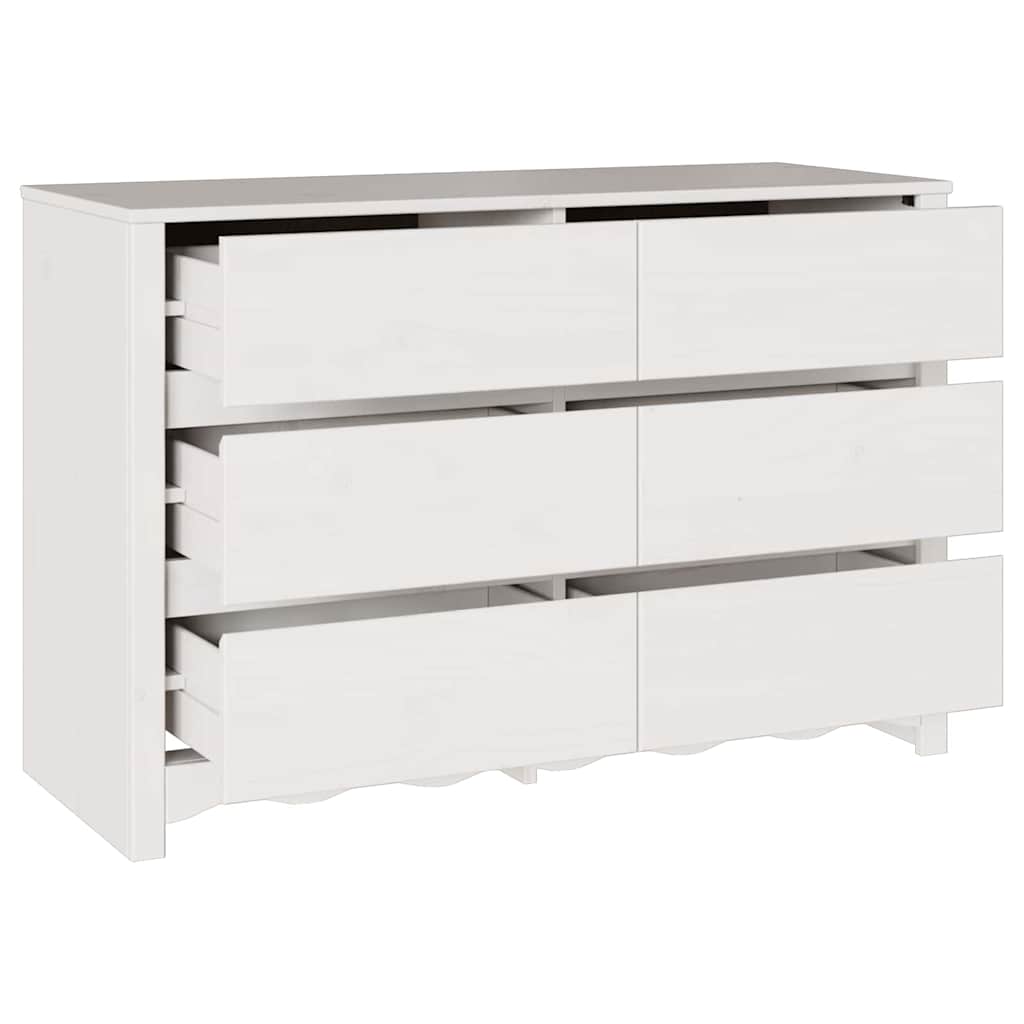 Kommode mit Regal Weiß 111 x 43 x 73,5 cm Massivholz Kiefer