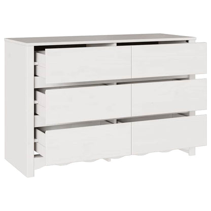 Kommode mit Regal Weiß 111 x 43 x 73,5 cm Massivholz Kiefer