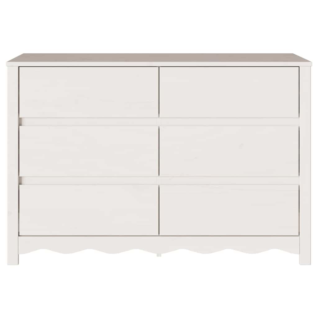 Kommode mit Regal Weiß 111 x 43 x 73,5 cm Massivholz Kiefer