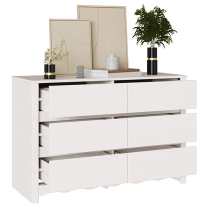 Kommode mit Regal Weiß 111 x 43 x 73,5 cm Massivholz Kiefer