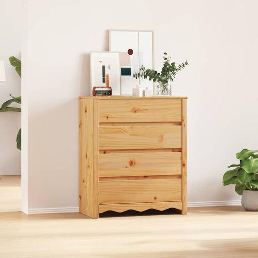 Kommode mit Regal Braun 76,5 x 40 x 91 cm Massivholz Kiefer