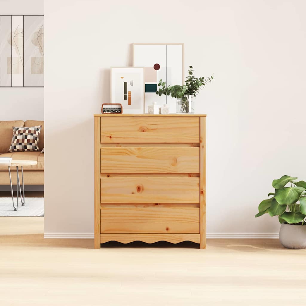 Kommode mit Regal Braun 76,5 x 40 x 91 cm Massivholz Kiefer