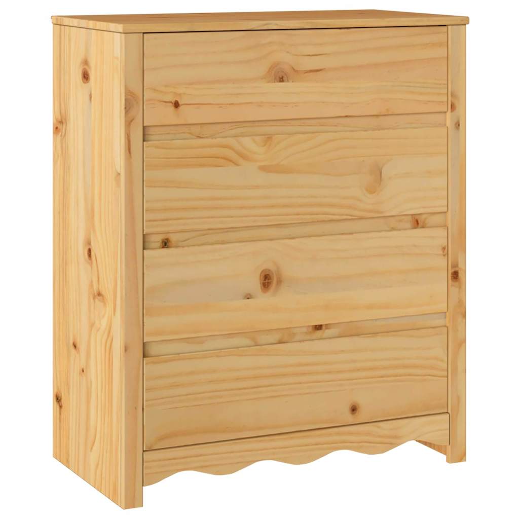 Kommode mit Regal Braun 76,5 x 40 x 91 cm Massivholz Kiefer