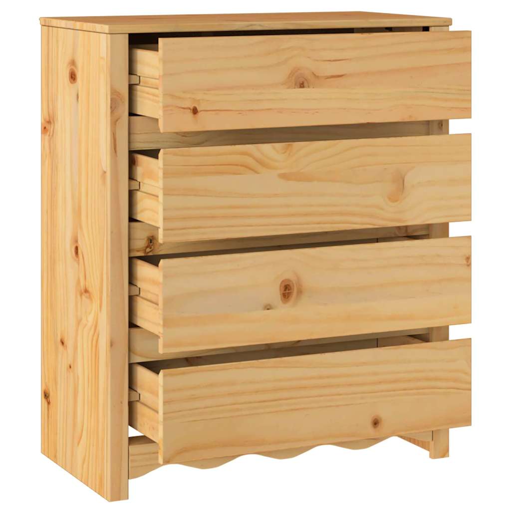 Kommode mit Regal Braun 76,5 x 40 x 91 cm Massivholz Kiefer