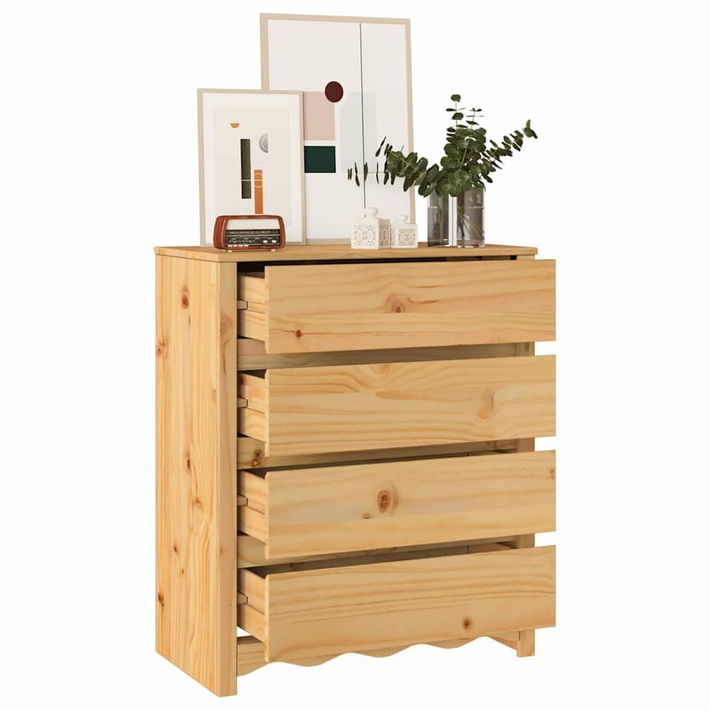 Kommode mit Regal Braun 76,5 x 40 x 91 cm Massivholz Kiefer