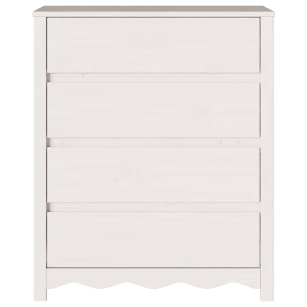 Kommode mit Schubladen Weiß 76,5 x 40 x 91 cm Massivholz Kiefer