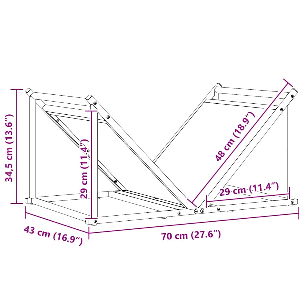 Brennholzregal Anthrazit 70x43x34,5 cm Kaltgewalzter Stahl