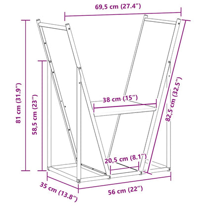 Brennholzregal Weiß 69,5x35x81 cm Kaltgewalzter Stahl