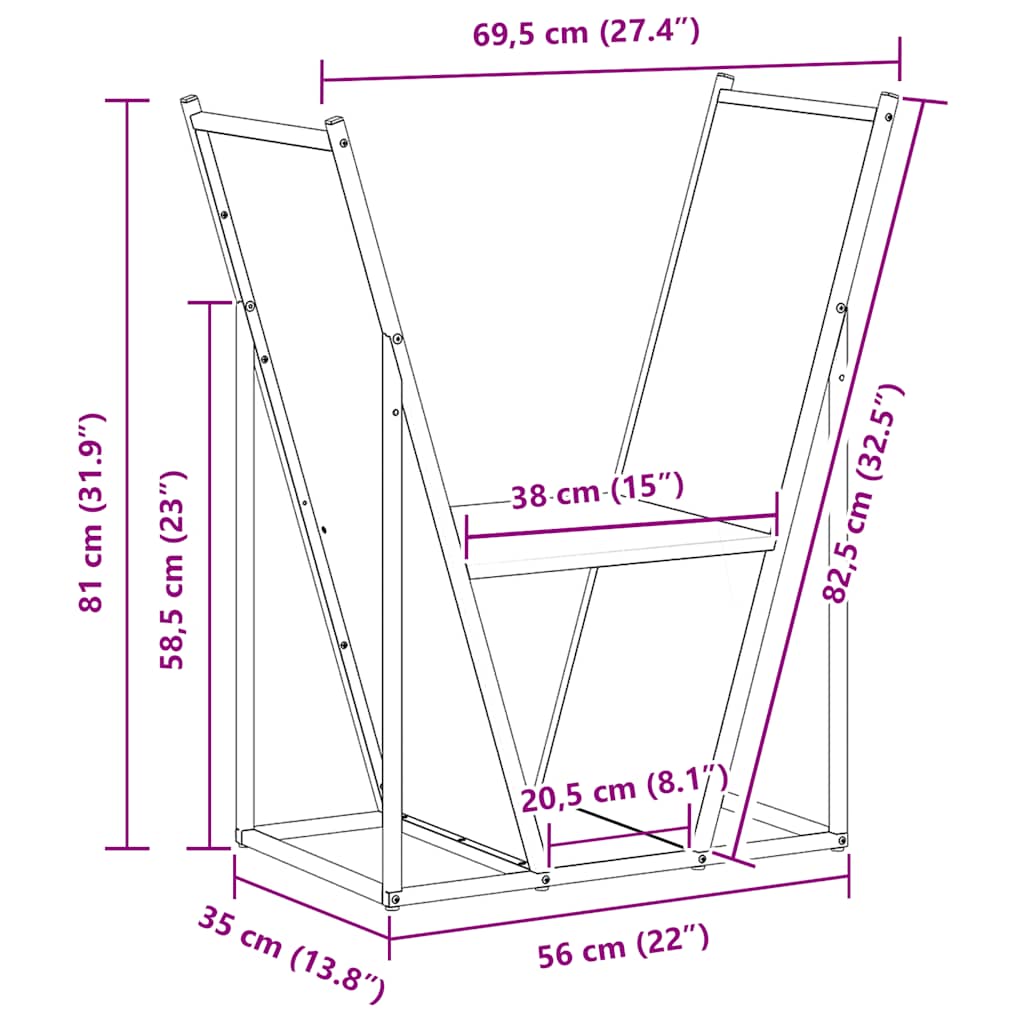 Brennholzregal Anthrazit 69,5x35x81 cm Kaltgewalzter Stahl