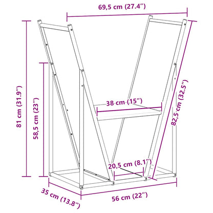 Brennholzregal Anthrazit 69,5x35x81 cm Kaltgewalzter Stahl