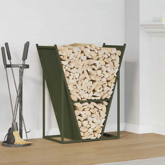 Brennholzregal Olivgrün 69,5x35x81 cm Kaltgewalzter Stahl