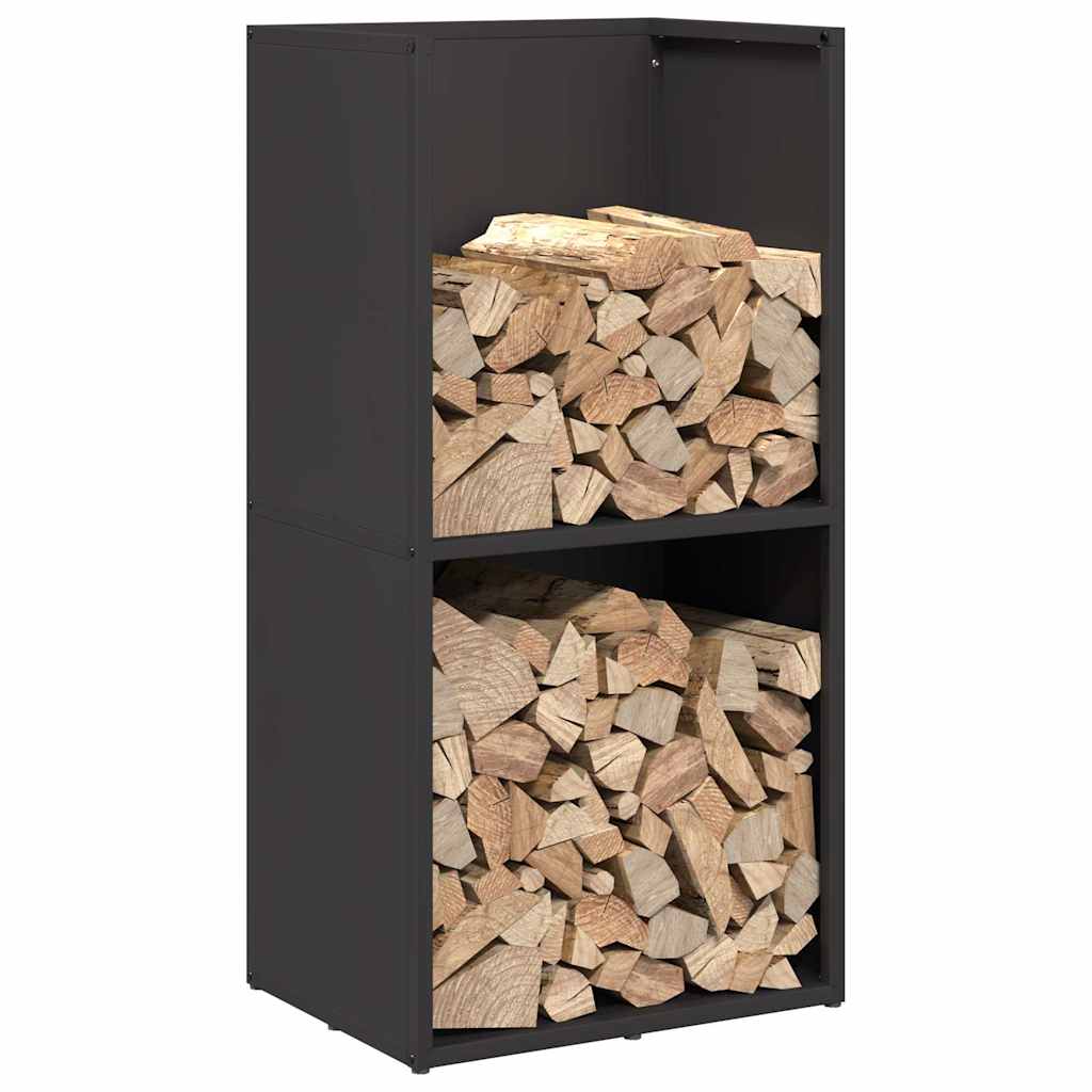 Brennholzregal Schwarz 40x30x80 cm Kaltgewalzter Stahl