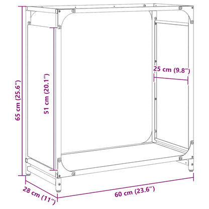 Brennholzregal Anthrazit 60x28x65 cm Kaltgewalzter Stahl