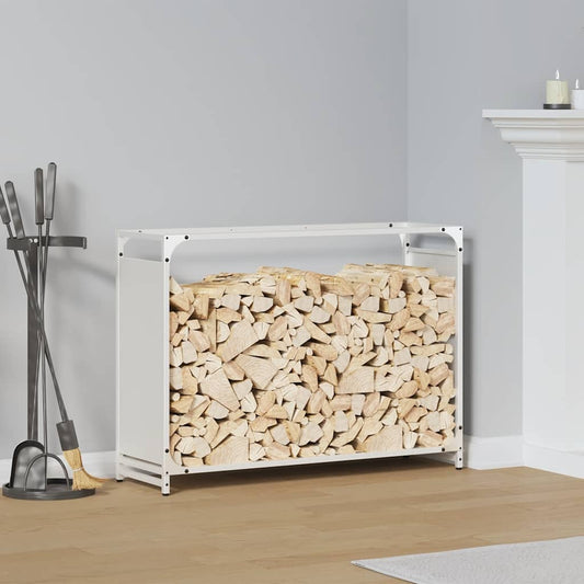Brennholzregal Weiß 90x28x65 cm Kaltgewalzter Stahl