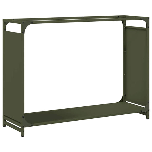 Brennholzregal Olivgrün 90x28x65 cm Kaltgewalzter Stahl