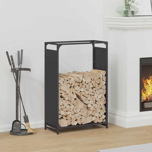 Brennholzregal Schwarz 60x28x90 cm Kaltgewalzter Stahl