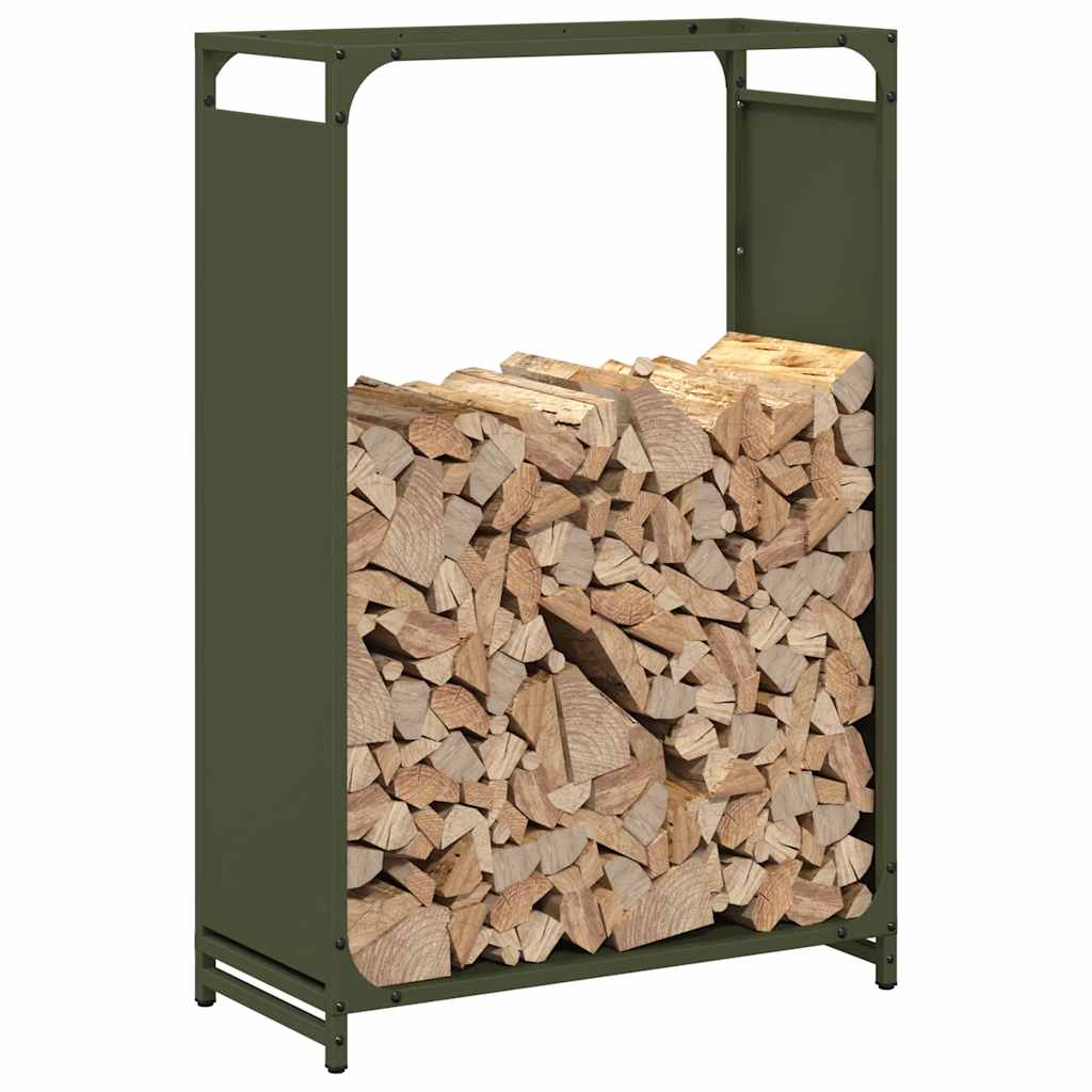 Brennholzregal Olivgrün 60x28x90 cm Kaltgewalzter Stahl