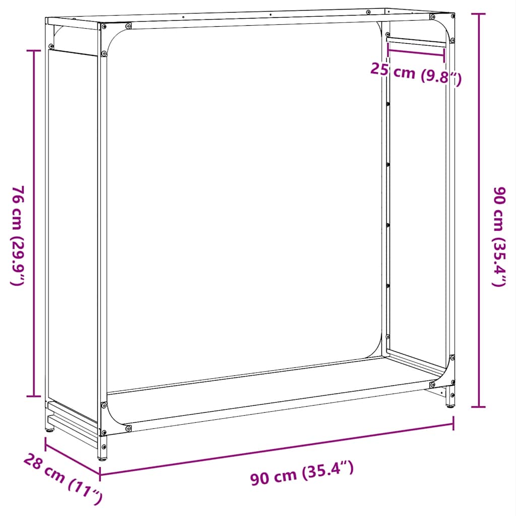 Brennholzregal Weiß 90x28x90 cm Kaltgewalzter Stahl