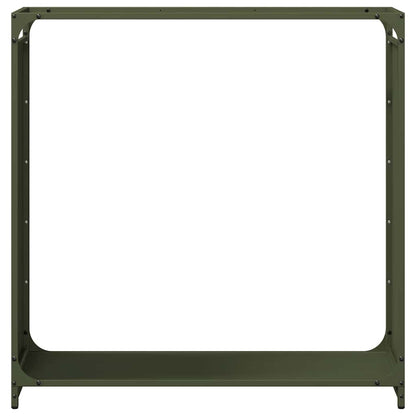 Brennholzregal Olivgrün 90x28x90 cm Kaltgewalzter Stahl