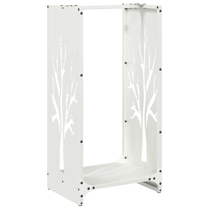 Brennholzregal Weiß 40x30x80 cm Kaltgewalzter Stahl