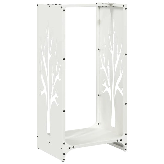 Brennholzregal Weiß 40x30x80 cm Kaltgewalzter Stahl