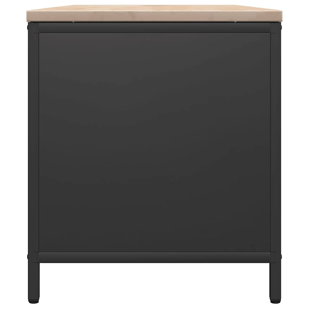 Brennholzregal mit Holzplatte Schwarz 100,5x35,5x40 cm