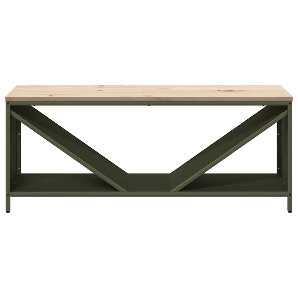 Brennholzregal mit Holzplatte Olivgrün 100,5x35,5x40 cm