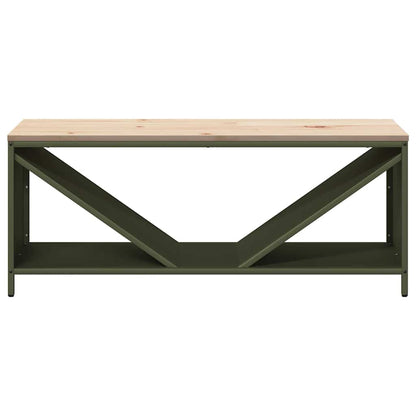 Brennholzregal mit Holzplatte Olivgrün 100,5x35,5x40 cm