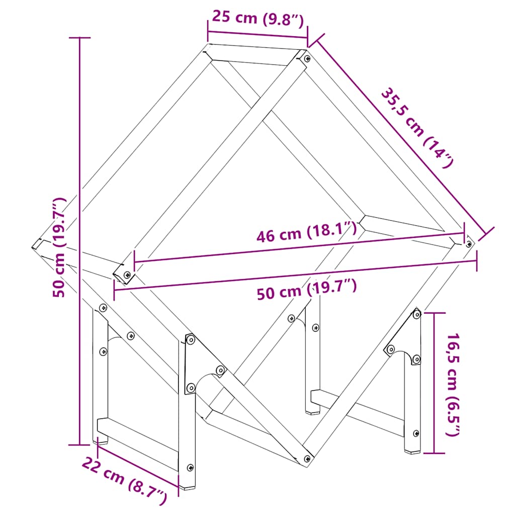 Brennholzregal Weiß 50x25x50 cm Kaltgewalzter Stahl