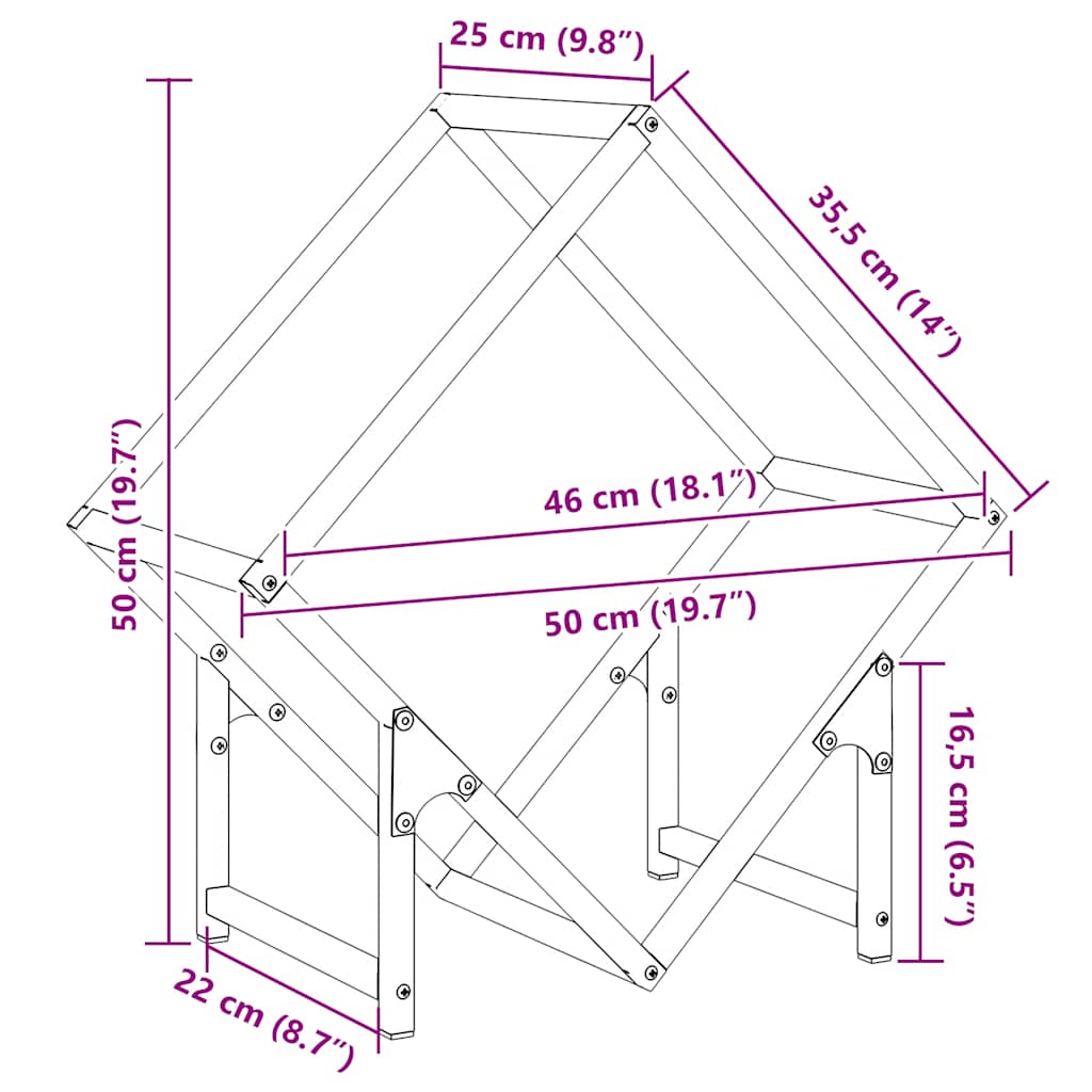 Brennholzregal Anthrazit 50x25x50 cm Kaltgewalzter Stahl