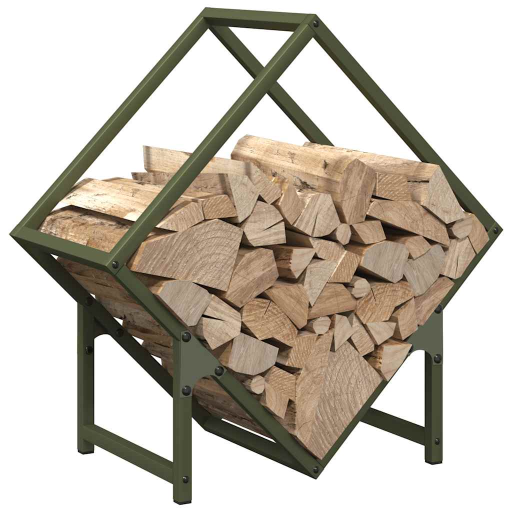 Brennholzregal Olivgrün 50x25x50 cm Kaltgewalzter Stahl