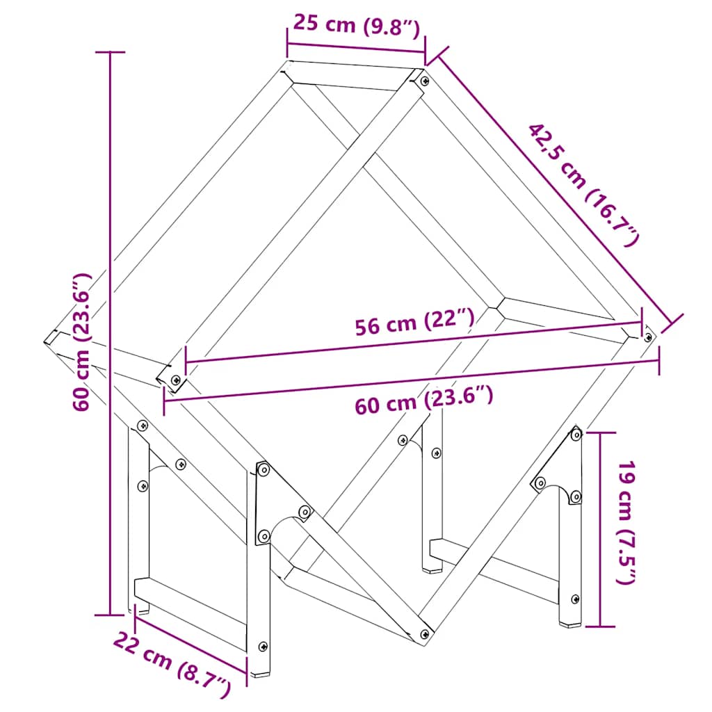 Brennholzregal Anthrazit 60x25x60 cm Kaltgewalzter Stahl