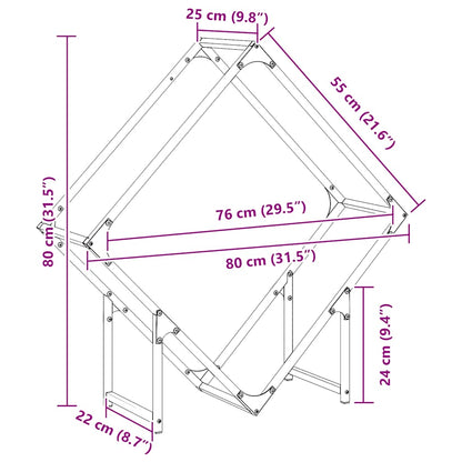 Brennholzregal Anthrazit 80x25x80 cm Kaltgewalzter Stahl