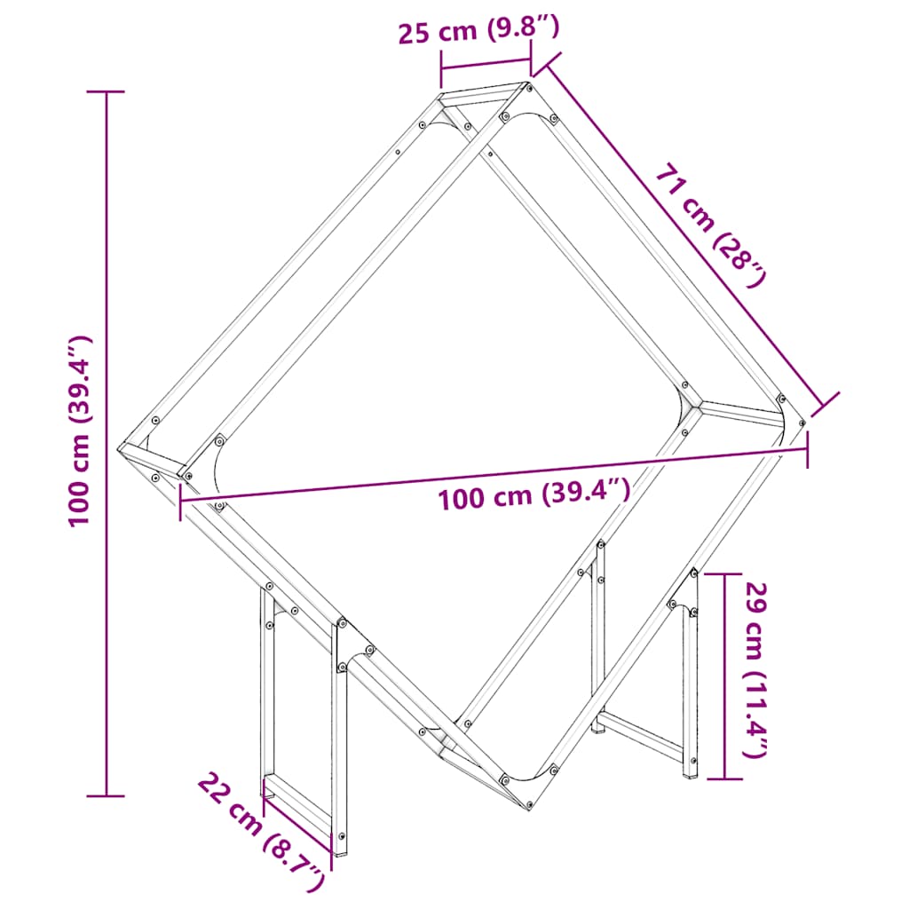 Brennholzregal Anthrazit 100x25x100 cm Kaltgewalzter Stahl