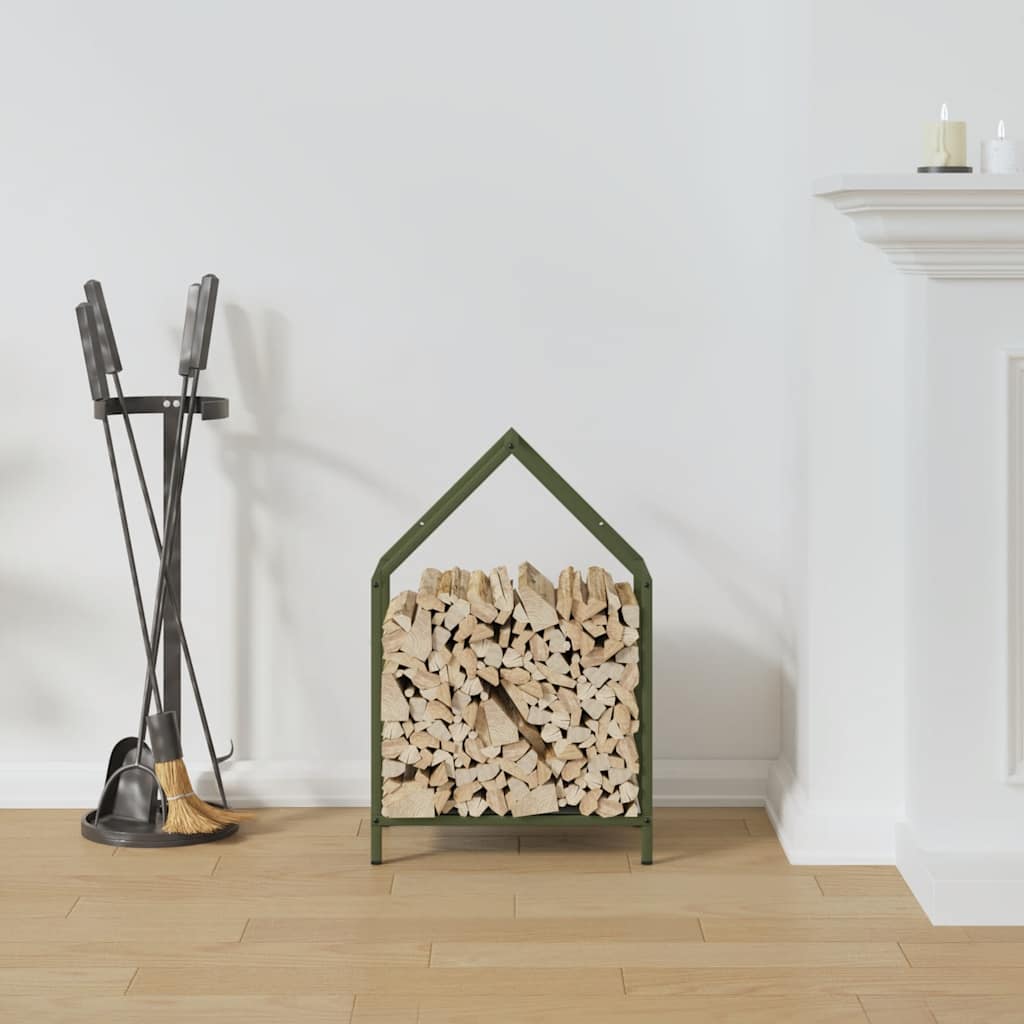 Brennholzregal Olivgrün 40x25x60 cm Kaltgewalzter Stahl