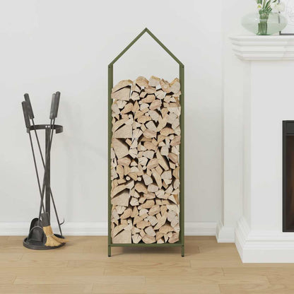 Brennholzregal Olivgrün 40x25x120 cm Kaltgewalzter Stahl