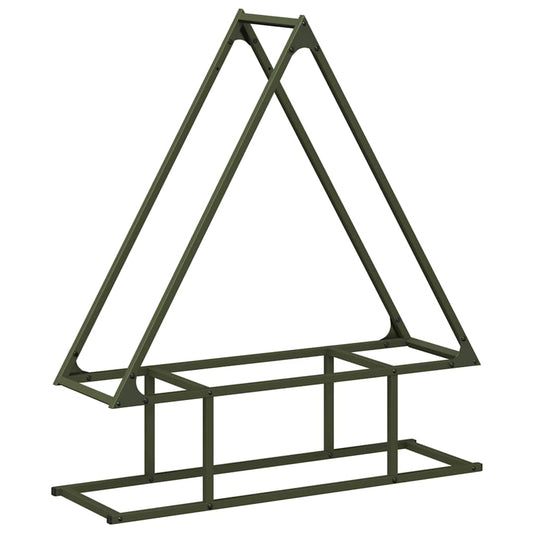 Brennholzregal Olivgrün 80x25x90 cm Kaltgewalzter Stahl