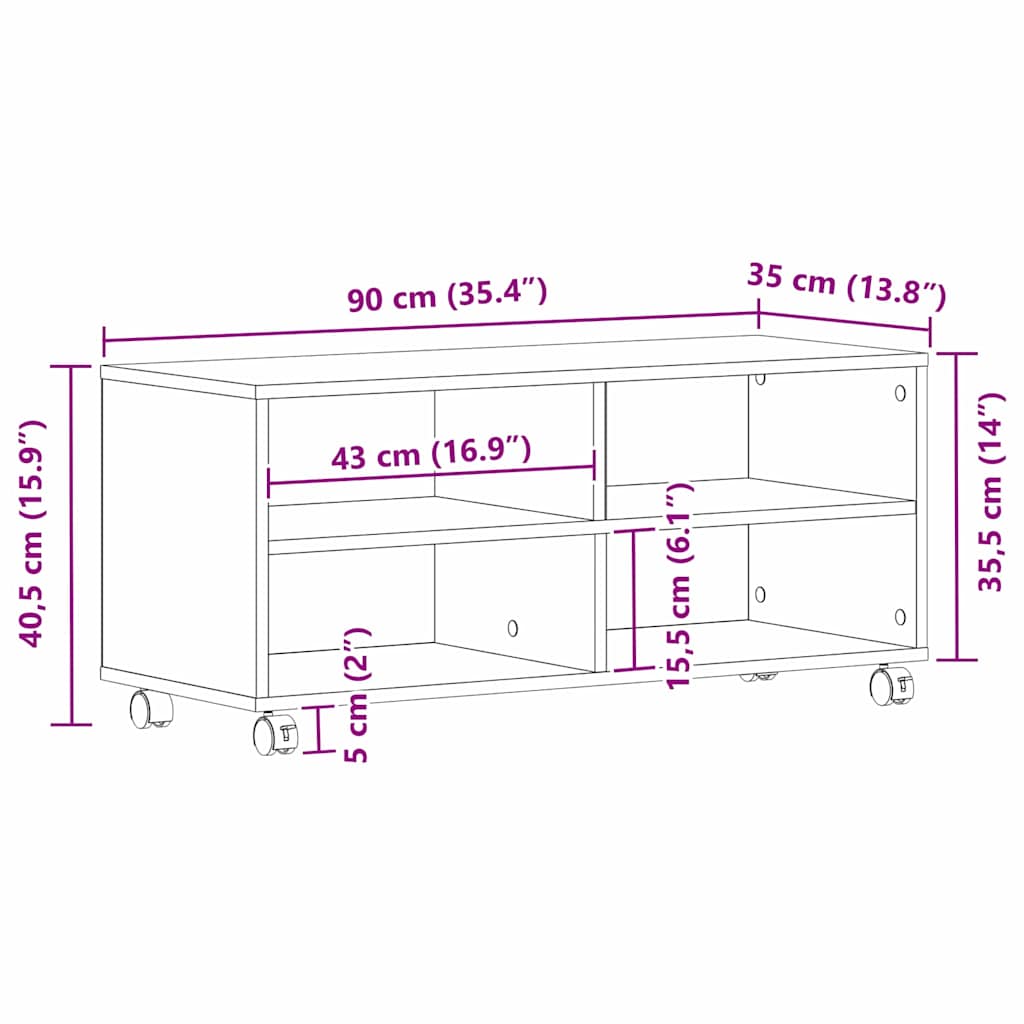 TV-Schränk Braun 90 x 35 x 35 cm Holzwerkstoff