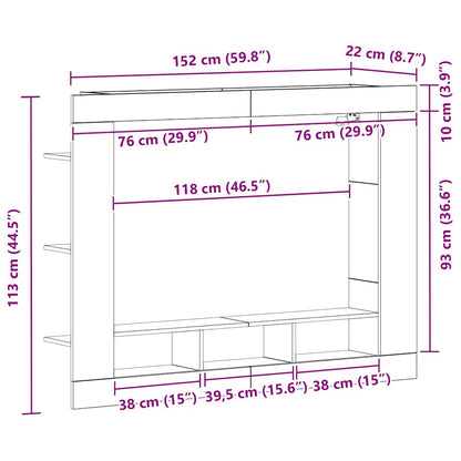 TV-Schränk Wandmontiert Altholz 152 x 22 x 113 cm Holzwerkstoff