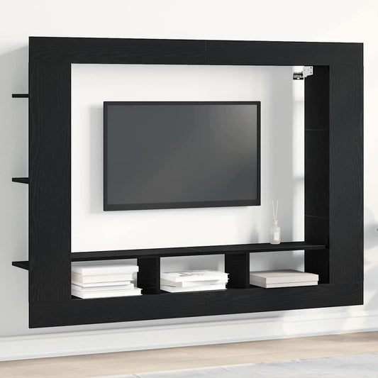 TV-Schrank Wandmontiert Schwarz Eiche 152x22x113 cm
