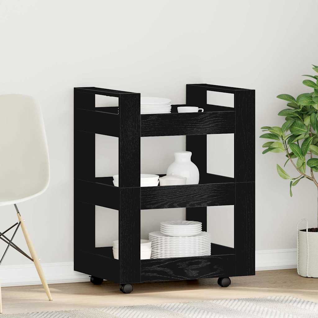 Küchentrolley Schwarze Eiche 60 x 45 x 80 cm Holzwerkstoff
