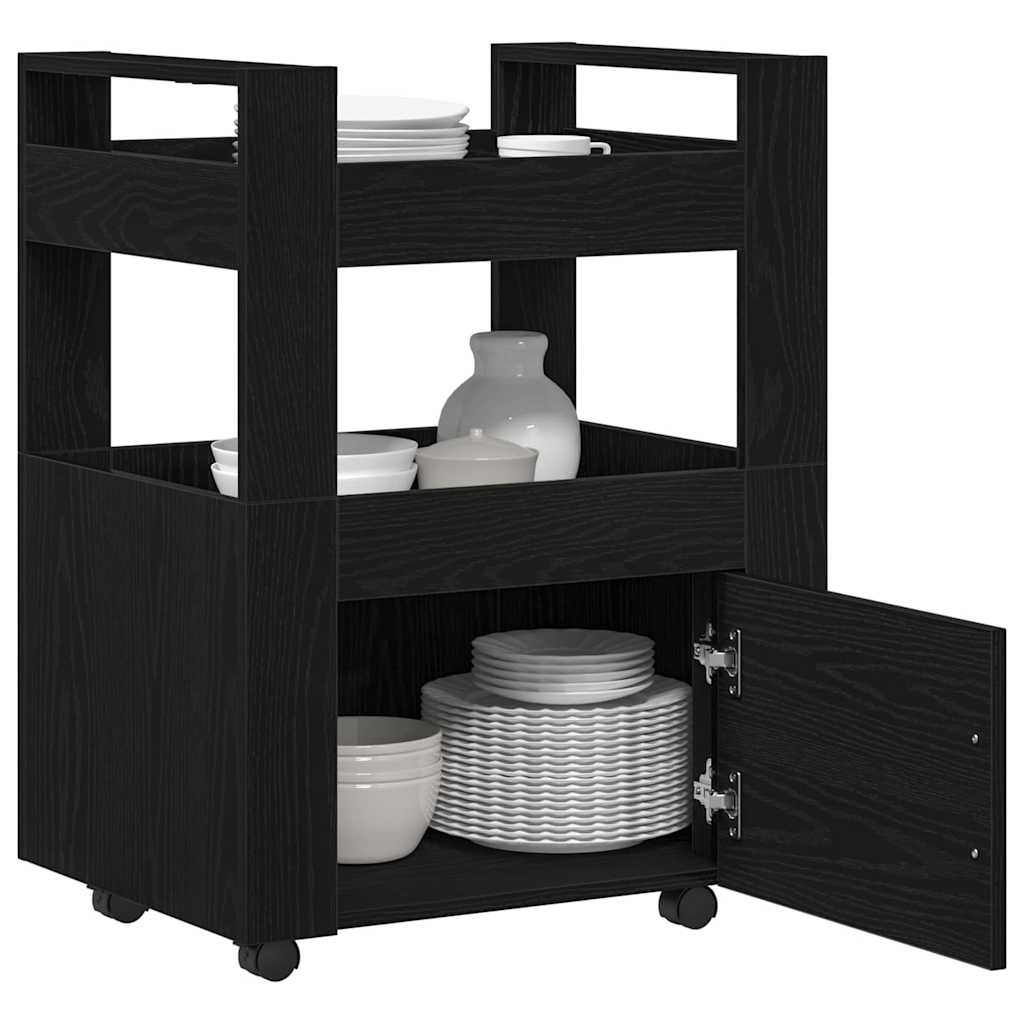 Küchentrolley Schwarze Eiche 60 x 45 x 80 cm Holzwerkstoff
