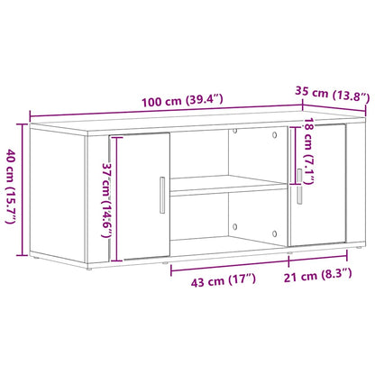 Fernsehtisch Eiche handwerklich 100 x 35 x 40 cm Holzwerkstoff