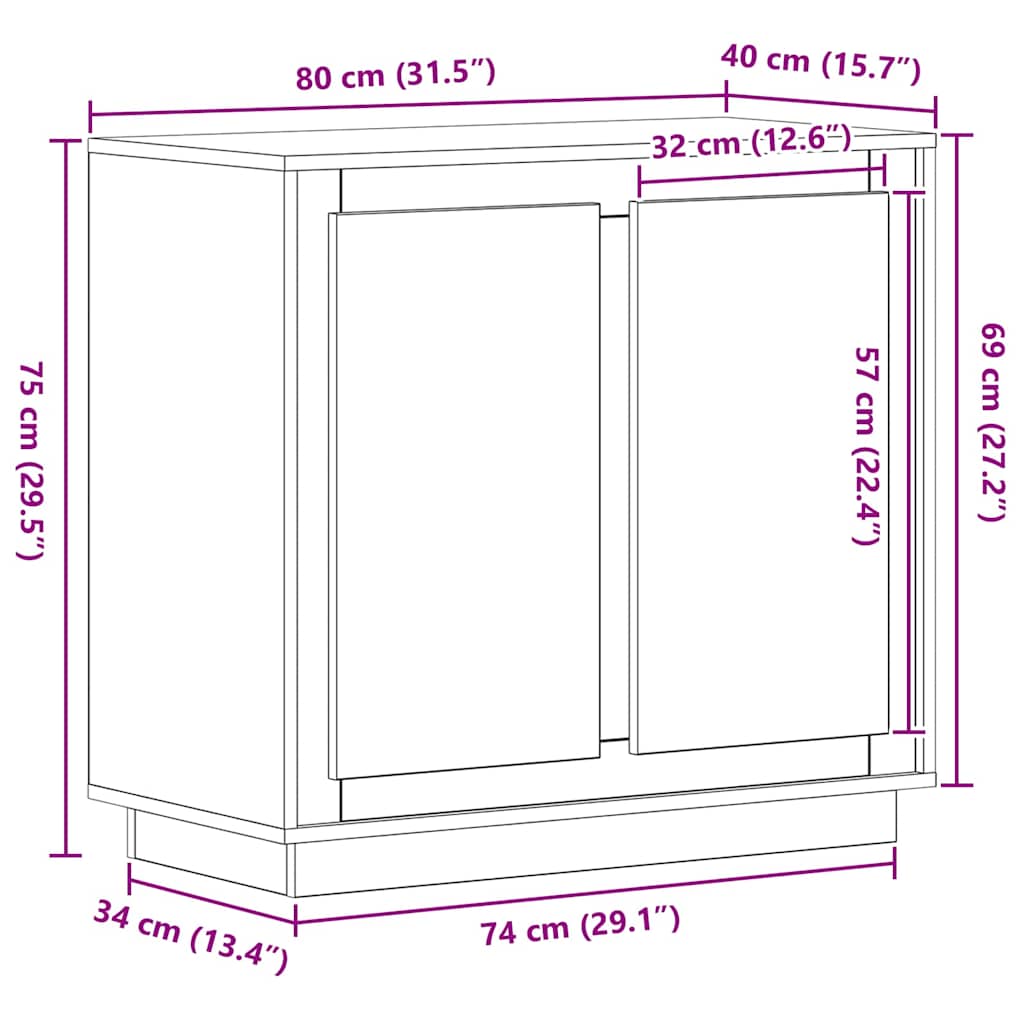 Sideboard Altholz 80 x 34 x 75 cm Holzwerkstoff